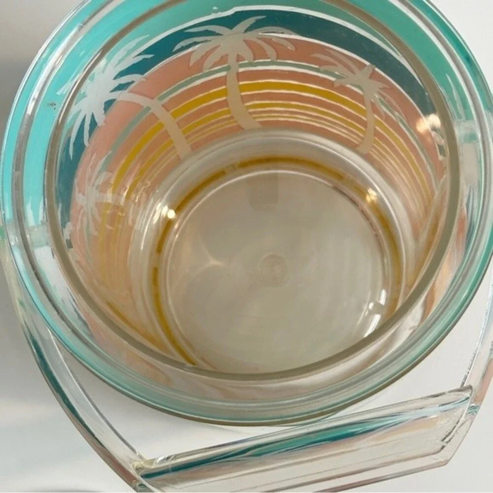 Vintage Culver Acrylic Pastel Palm Tree Ice Bucket 90s